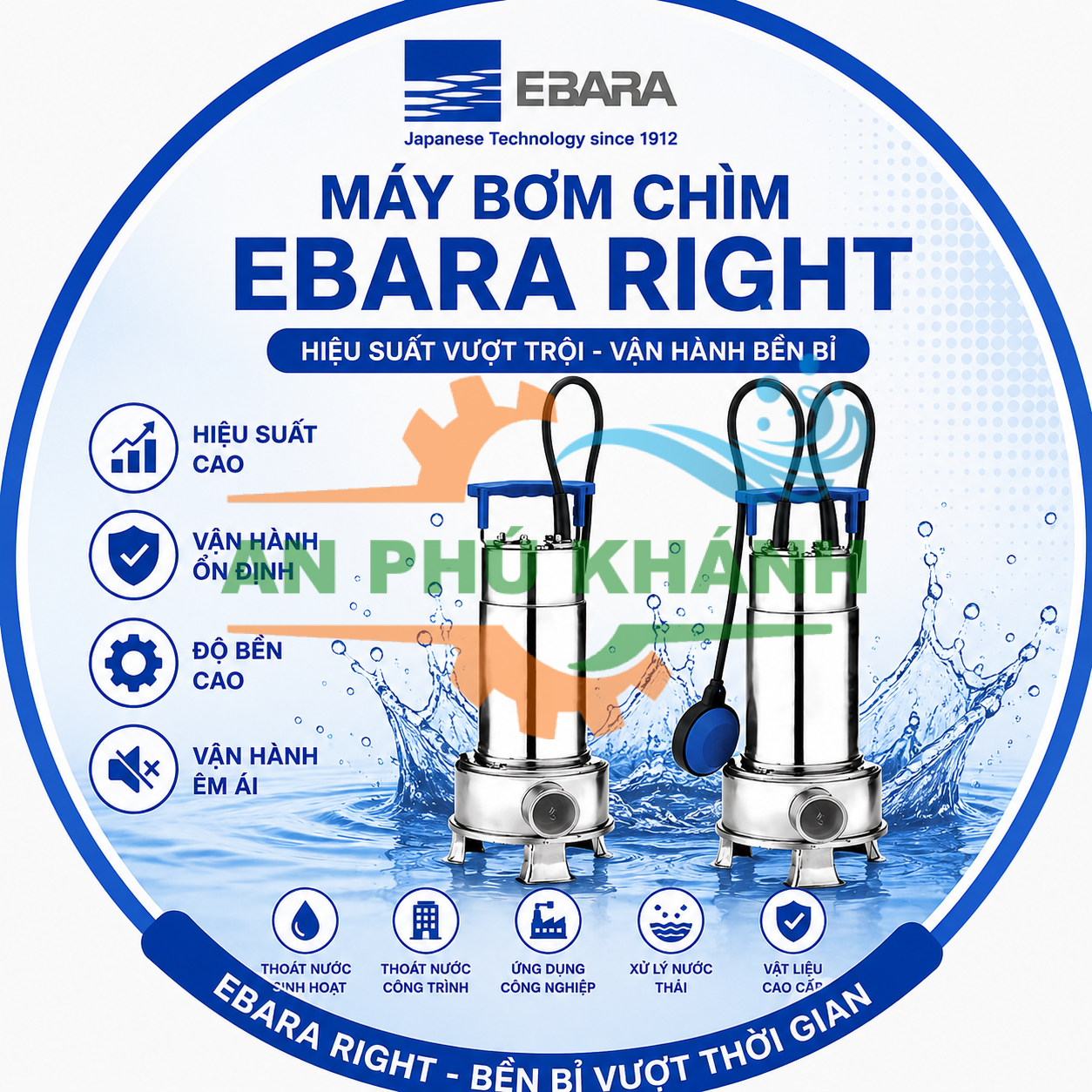 Máy bơm chìm nước thải Ebara Right
