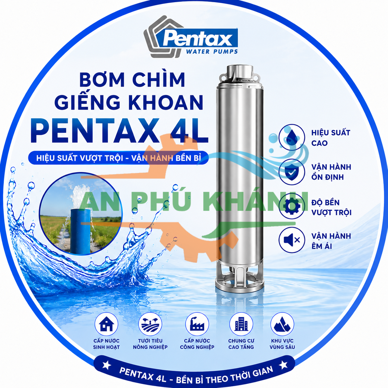 Bơm chìm giếng khoan Pentax 4L